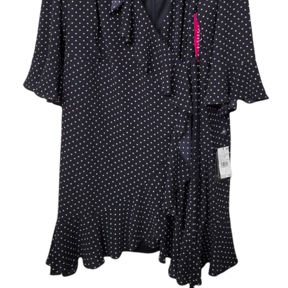 Adrianna Papell Pindot Printed Ruffle Wrap Black & White Dress. NWT! Sz 22W. - Picture 6 of 15